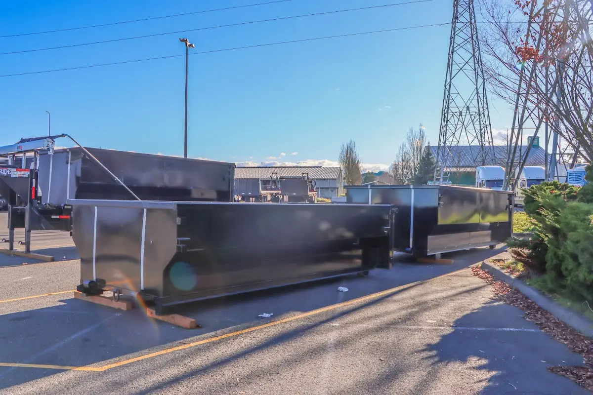 Roll-off dumpster ready for waste disposal at job site for Cleanout Dumpster Rental in Annville